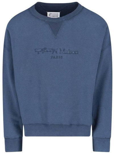 Reverse Logo Crew Neck Cotton Sweatshirt Blue - MAISON MARGIELA - BALAAN 2