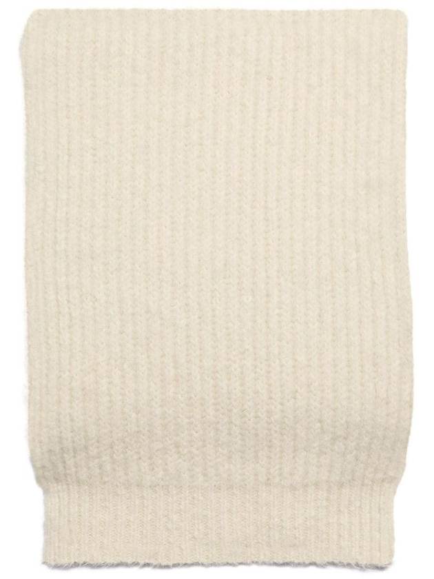 Alpaca Blend Ribbed Knit Scarf Ivory - AMI - BALAAN 1