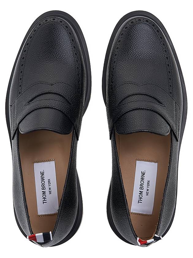 Pebble Grain Rubber Sole Penny Loafer Black - THOM BROWNE - BALAAN 7