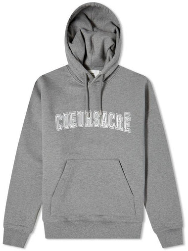 Coeur Sacre Embroidered Lettering Logo Hoodie Grey - AMI - BALAAN 1