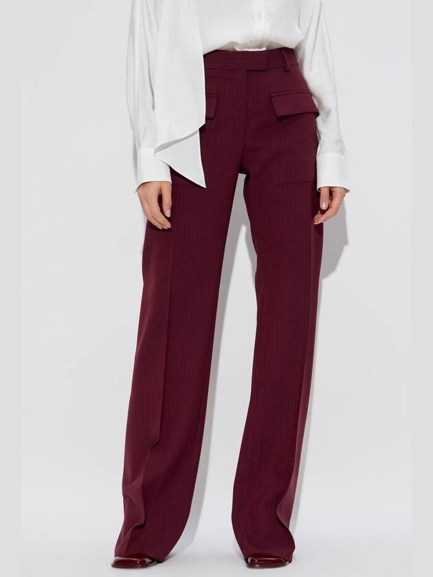 FERRAGAMO Wool Trousers With Striped Pattern, Women's, Burgundy - SALVATORE FERRAGAMO - BALAAN 3