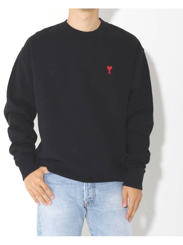 Small Heart Logo Sweatshirt Black - AMI - BALAAN 8