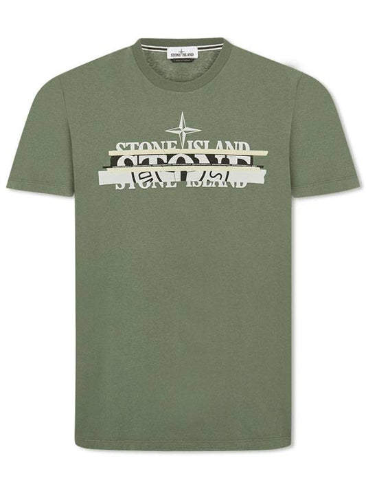 Band Multi Logo Short Sleeve T-Shirt Green - STONE ISLAND - BALAAN 1