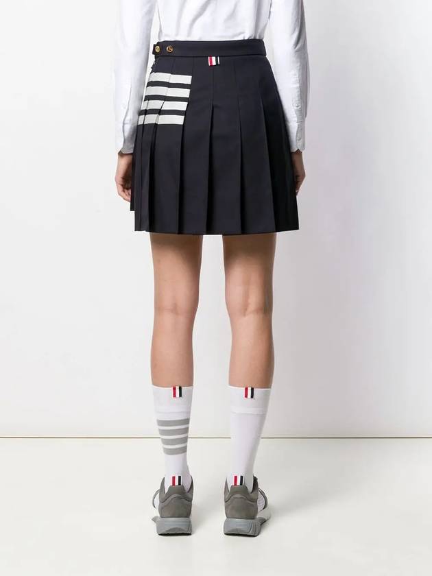 4 Bar Plain Weave Mini Pleated Skirt Navy - THOM BROWNE - BALAAN 5