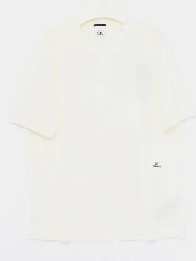 Tacting Piquet Buttoned Short Sleeve T-Shirt White - CP COMPANY - BALAAN 4