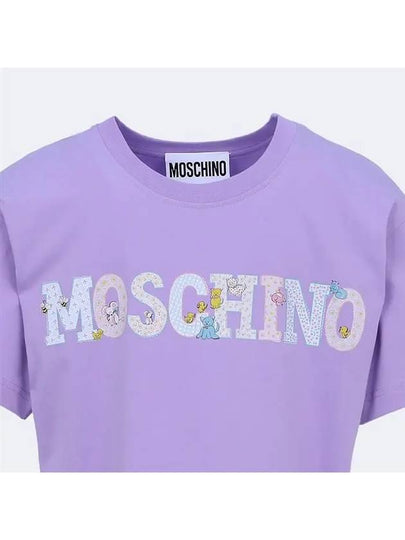 Animal Logo Round Tee Purple A07090441 5264 - MOSCHINO - BALAAN 2