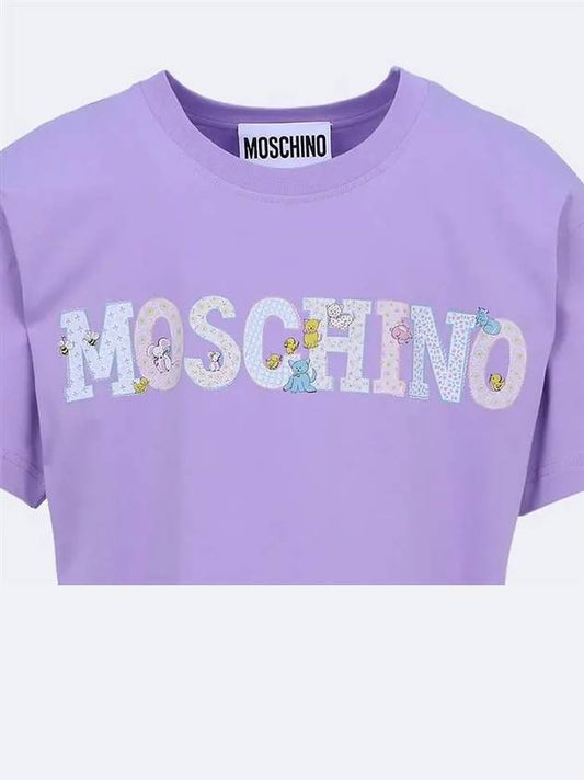 Animal Logo Round Tee Purple A07090441 5264 - MOSCHINO - BALAAN 2