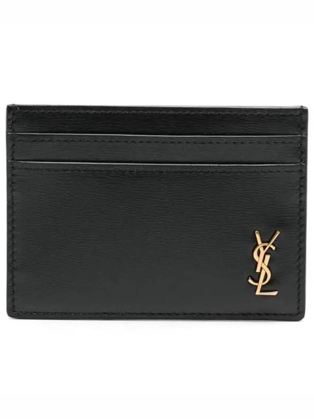 Tiny Monogram Shiny Leather Card Case Black - SAINT LAURENT - BALAAN 2