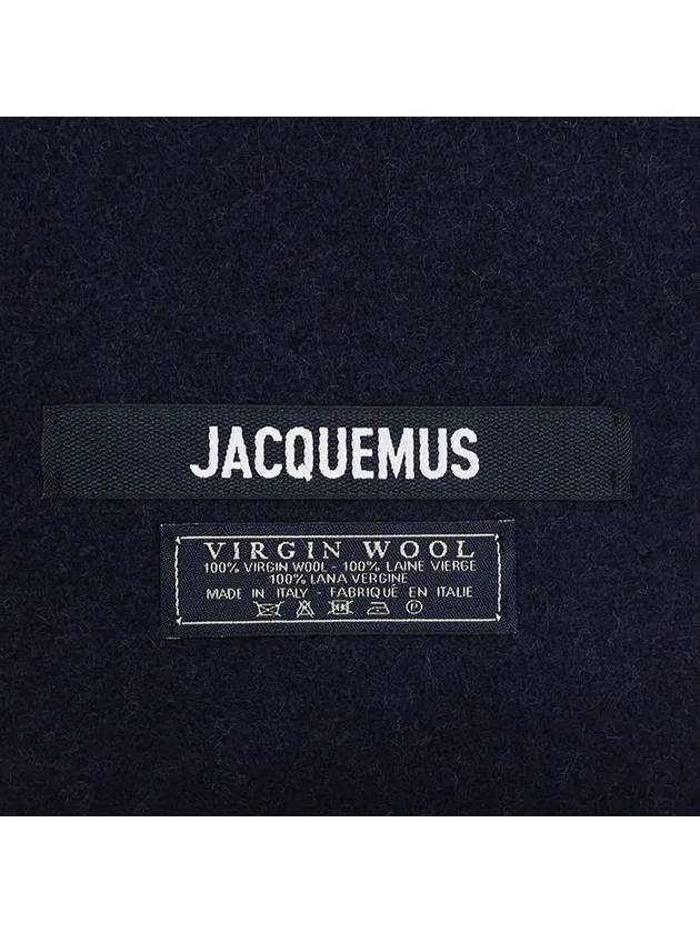 Lecharpe Fringe Logo Virgin Wool Muffler Navy - JACQUEMUS - BALAAN 6