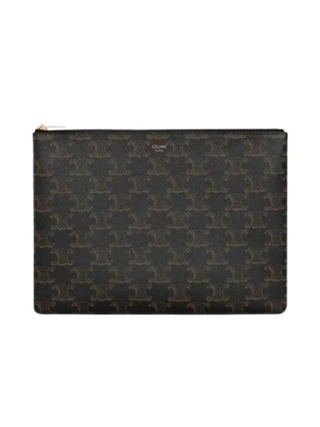 Triomphe Canvas Pouch Clutch Bag Black - CELINE - BALAAN 4