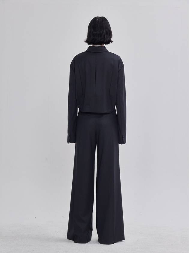 back plate pleated detail wide pants deep gray - LIE - BALAAN 4