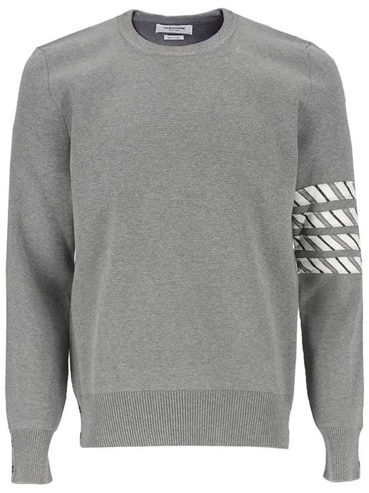 Diagonal Silk Stripe Crew Neck Knit Top Grey - THOM BROWNE - BALAAN 2