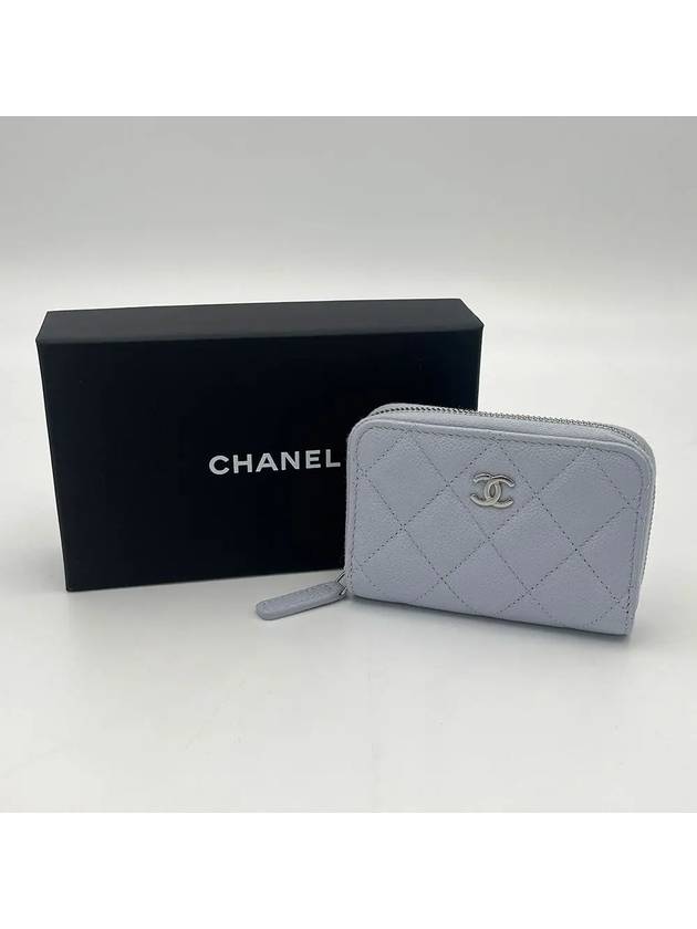 Classic zipper coin purse grained calfskin silver metal light gray AP0216 - CHANEL - BALAAN 1