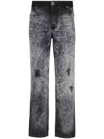 Stonewash Cotton Jeans Grey - BALMAIN - BALAAN 1