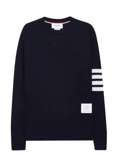 4-Bar Striped Waffle Wool Cashmere Pullover Knit Top Navy - THOM BROWNE - BALAAN 2