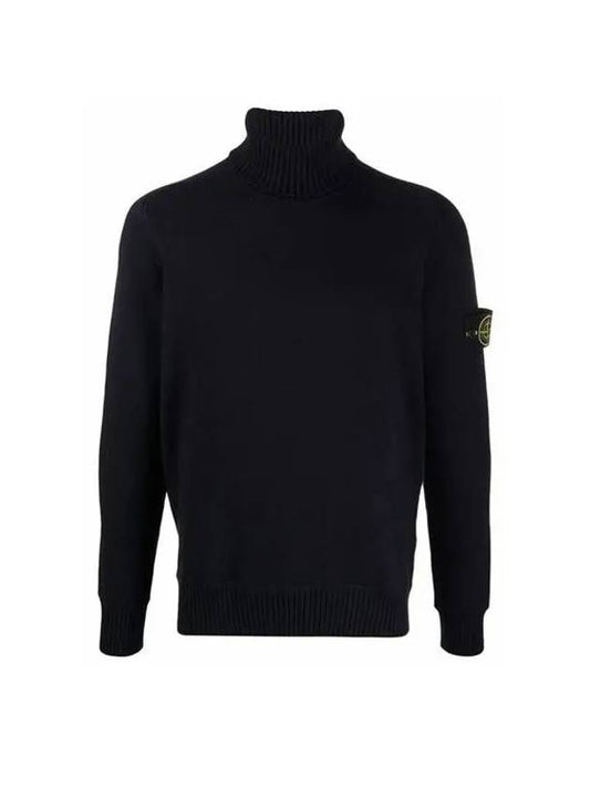 Waffen Patch Cotton Knit Turtleneck Navy - STONE ISLAND - BALAAN 2