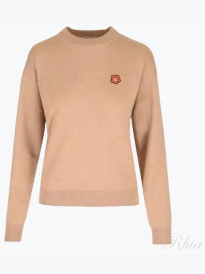 Boke Flower Logo Wool Knit Top Light Brown - KENZO - BALAAN 2