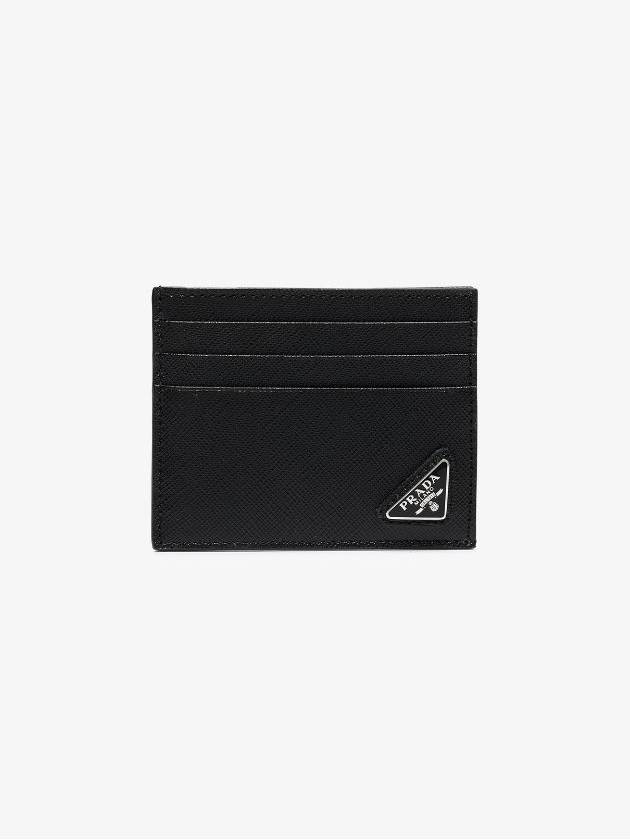 Triangle Logo Saffiano Card Wallet Black - PRADA - BALAAN 2