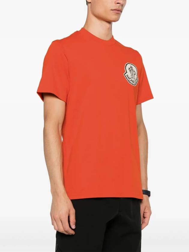 Logo Crew Neck Short Sleeve T Shirt Orange - MONCLER - BALAAN 4