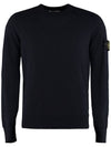 Men's Wappen Patch Crew Neck Wool Knit Top Navy - STONE ISLAND - BALAAN 1