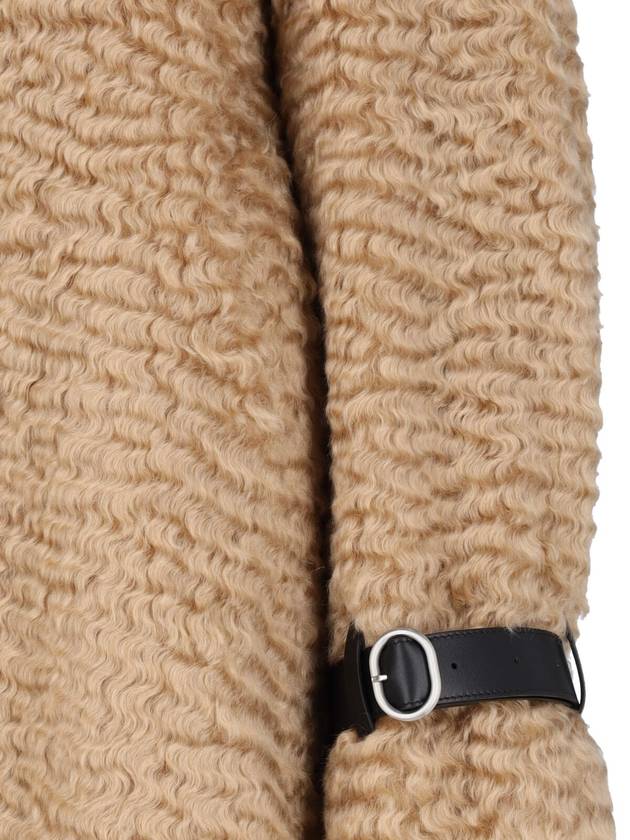 Leather neck strap mohair single coat gold earth - JIL SANDER - BALAAN 5