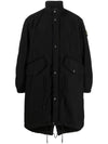 David Compass Badge Long Raincoat Black - STONE ISLAND - BALAAN 1