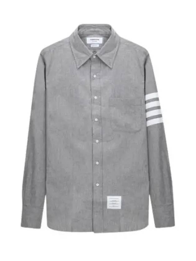 Diagonal striped straight fit chambray shirt long sleeves - THOM BROWNE - BALAAN 1