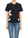 Women's Boucle Anchor Embroidered Short Sleeve T Shirt Navy - THOM BROWNE - BALAAN 2