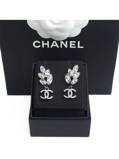 CC logo crystal leaf earrings silver - CHANEL - BALAAN 2