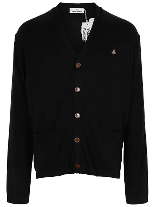 V Neck Cotton Cardigan Black - VIVIENNE WESTWOOD - BALAAN 2