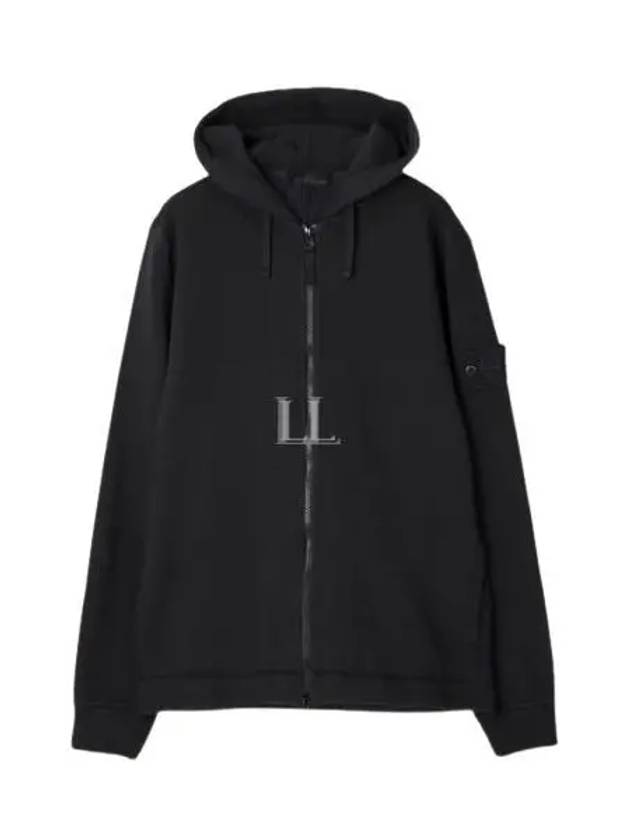 Ghost Piece Cotton Wool Fleece Zip Up Hoodie Black - STONE ISLAND - BALAAN 2