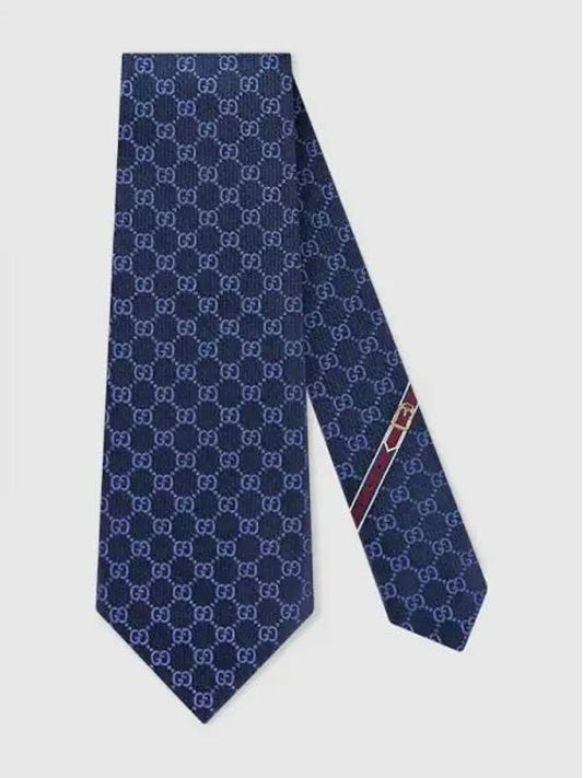 GG Pattern Silk Tie Navy - GUCCI - BALAAN 2