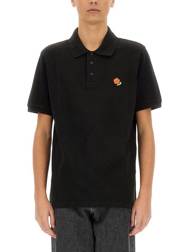 Pop Embroidery Slim Polo Shirt Black - KENZO - BALAAN 2