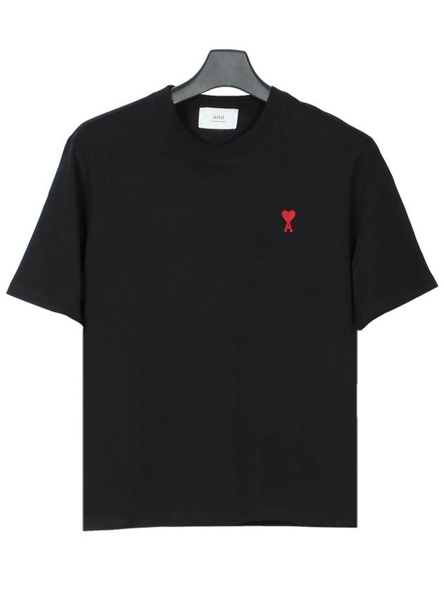 Small Heart Logo Boxy Fit Short Sleeve T-Shirt Black - AMI - BALAAN 2