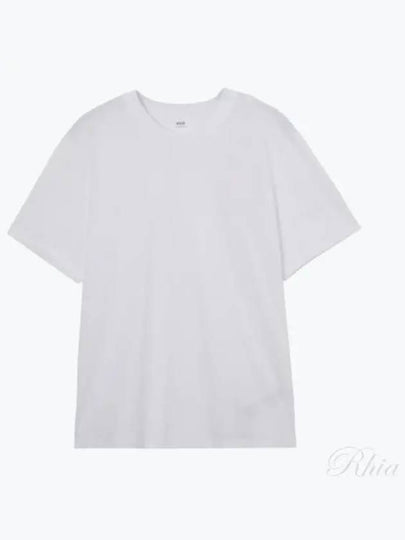 Embroidered Logo Cotton Short Sleeve T-Shirt White - AMI - BALAAN 2