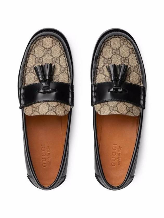 Tassel GG Supreme Canvas Leather Loafers Black - GUCCI - BALAAN 5