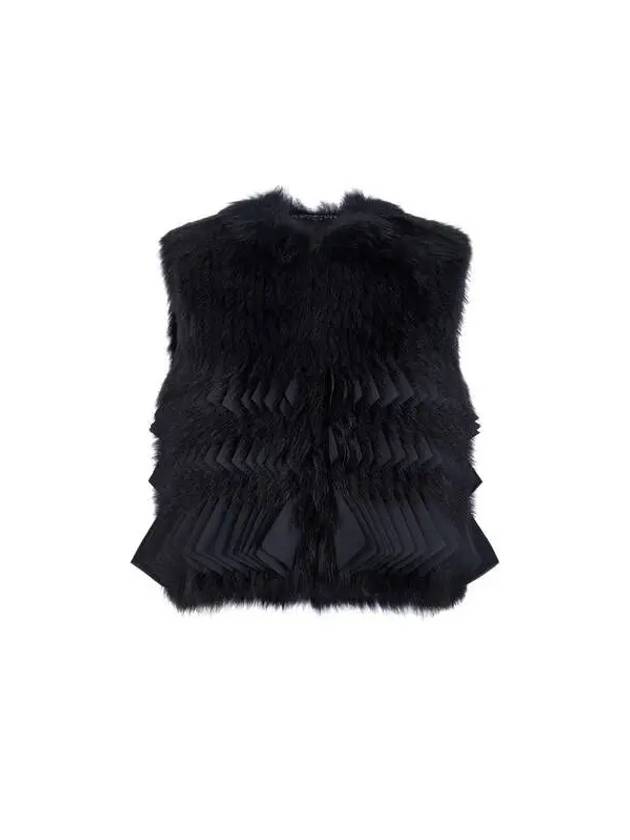 Women's Ruffle Point Hairy Vest Black 271941 - GIORGIO ARMANI - BALAAN 1