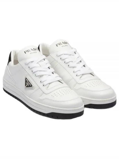 Downtown Perforated Leather Low Top Sneakers White - PRADA - BALAAN 2