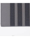 Pebble Calfskin 4-Bar Applique Note Card Wallet Grey - THOM BROWNE - BALAAN.