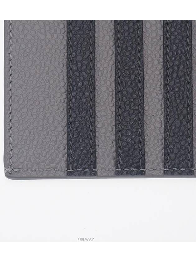 Pebble Calfskin 4-Bar Applique Note Card Wallet Grey - THOM BROWNE - BALAAN 6