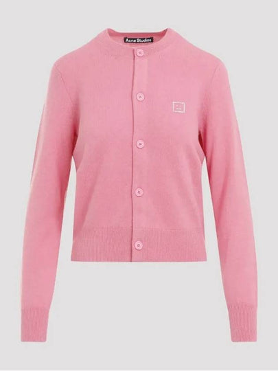 Face Logo Wool Cardigan Tango Pink - ACNE STUDIOS - BALAAN 2