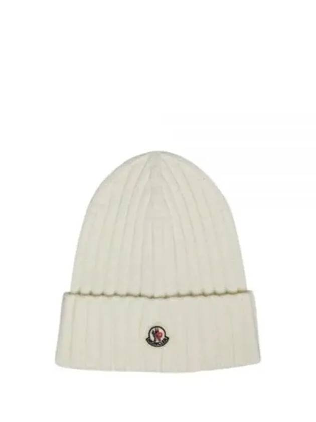 3B00036 A9327 030 Logo Patch Wool Beanie - MONCLER - BALAAN 1