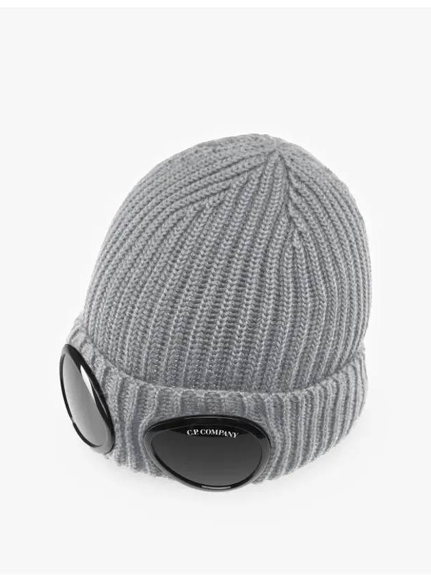 Goggle Detail Ribbed Beanie Grey - CP COMPANY - BALAAN 4