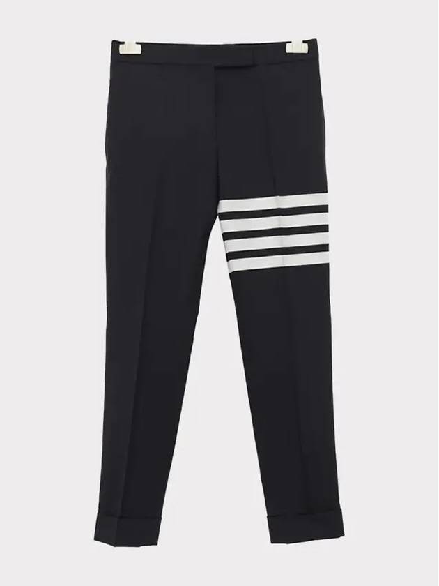 Men's Plain Weave 4 Bar Low Rise Skinny Straight Pants Navy - THOM BROWNE - BALAAN 3