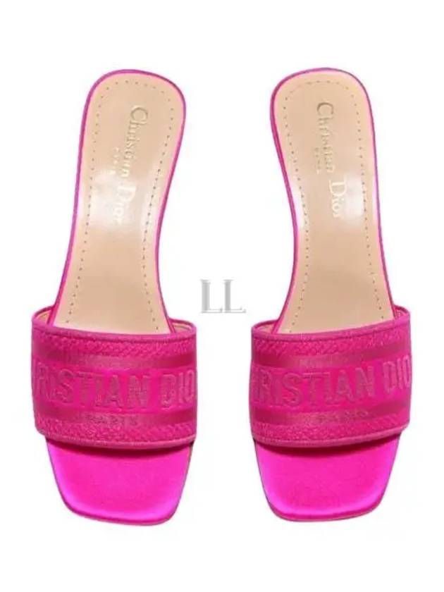 Dway Embroidered Satin Cotton Sandal Heels Rani Pink - DIOR - BALAAN 2