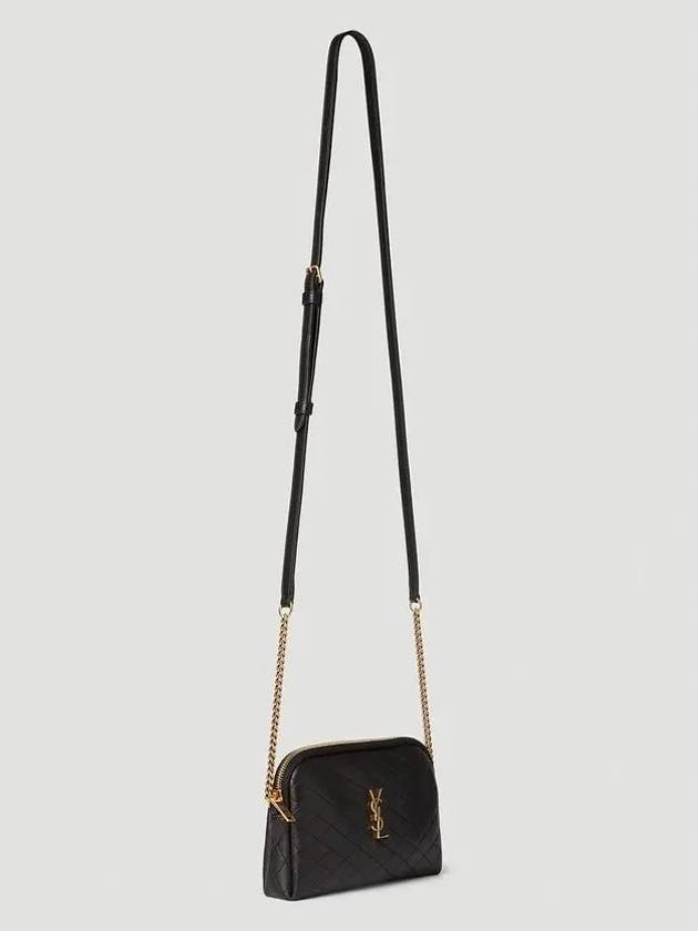 Gaby Quilted Lambskin Chain Cross Bag Black - SAINT LAURENT - BALAAN 4