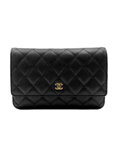 Classic Wallet On Chain Crossbody Bag Grained Calfskin Gold Black - CHANEL - BALAAN 2