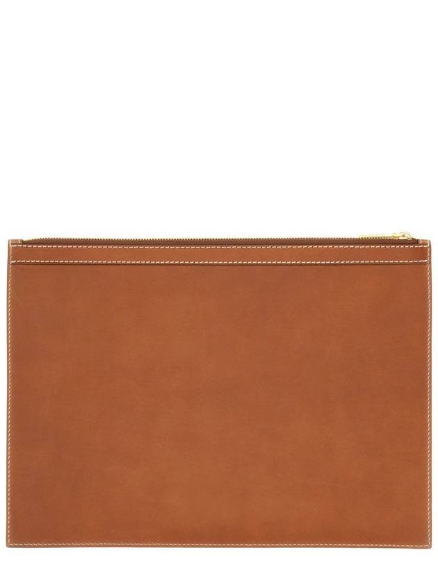 Vacchetta Leather Medium Document Clutch Bag Brown - THOM BROWNE - BALAAN 3