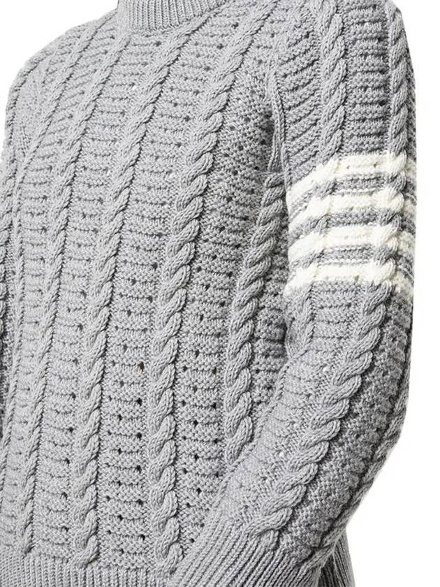 4 Bar Wool Knit Top Light Grey - THOM BROWNE - BALAAN 5