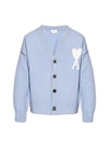 Heart A Logo Wool Cardigan Light Blue - AMI - BALAAN 2